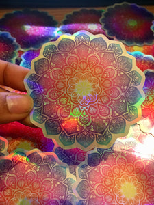 Holographic Holi Mandala Sticker